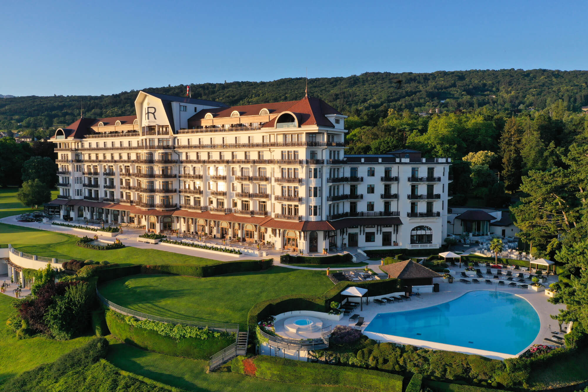Hotel Royal Evian Resort Belle Epoque palace on Lake Geneva with Alps views luxury family hotel France