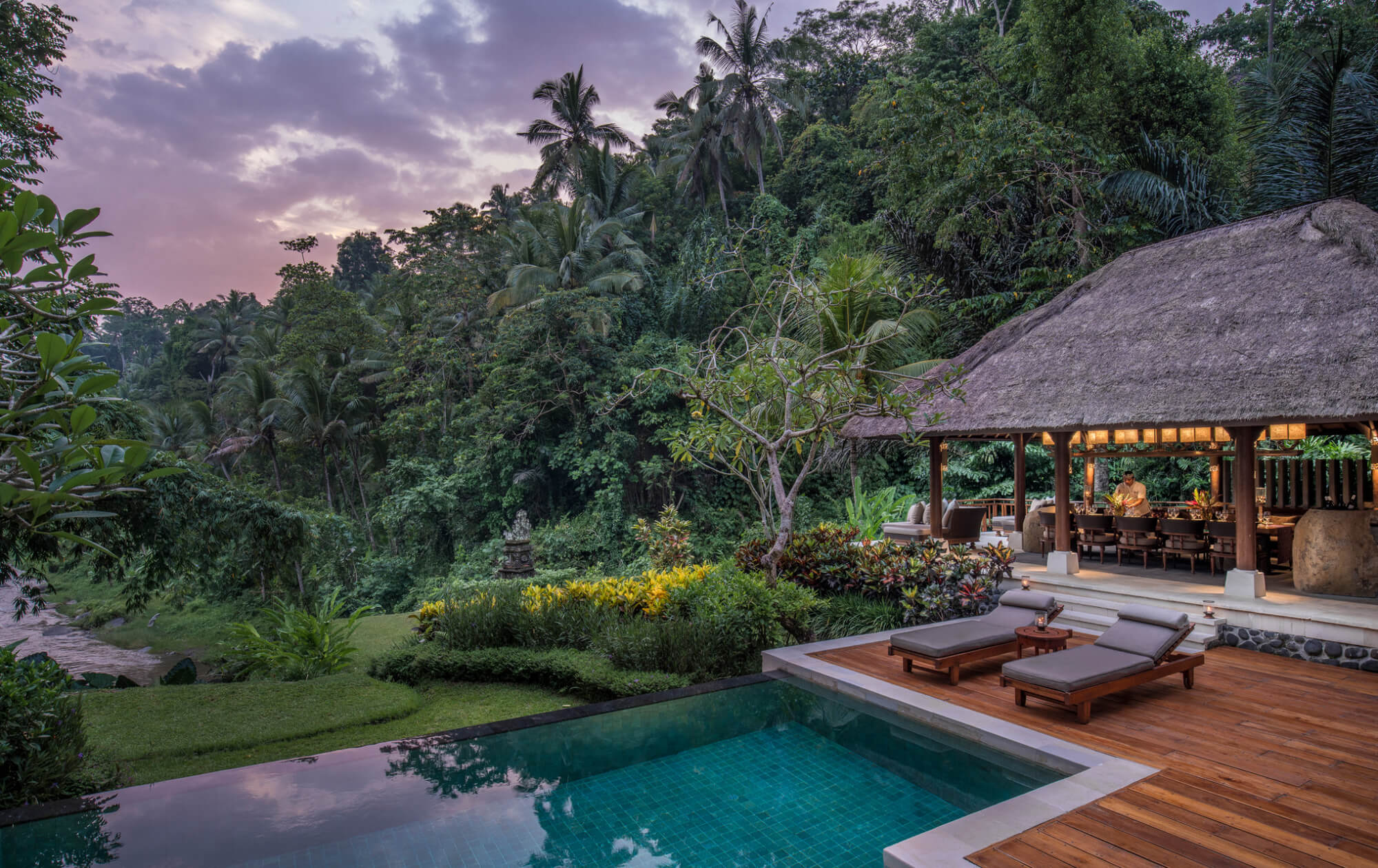 Four Seasons Bali at Sayan jungle villa with private pool, luxury family hotel in Ubud Bali